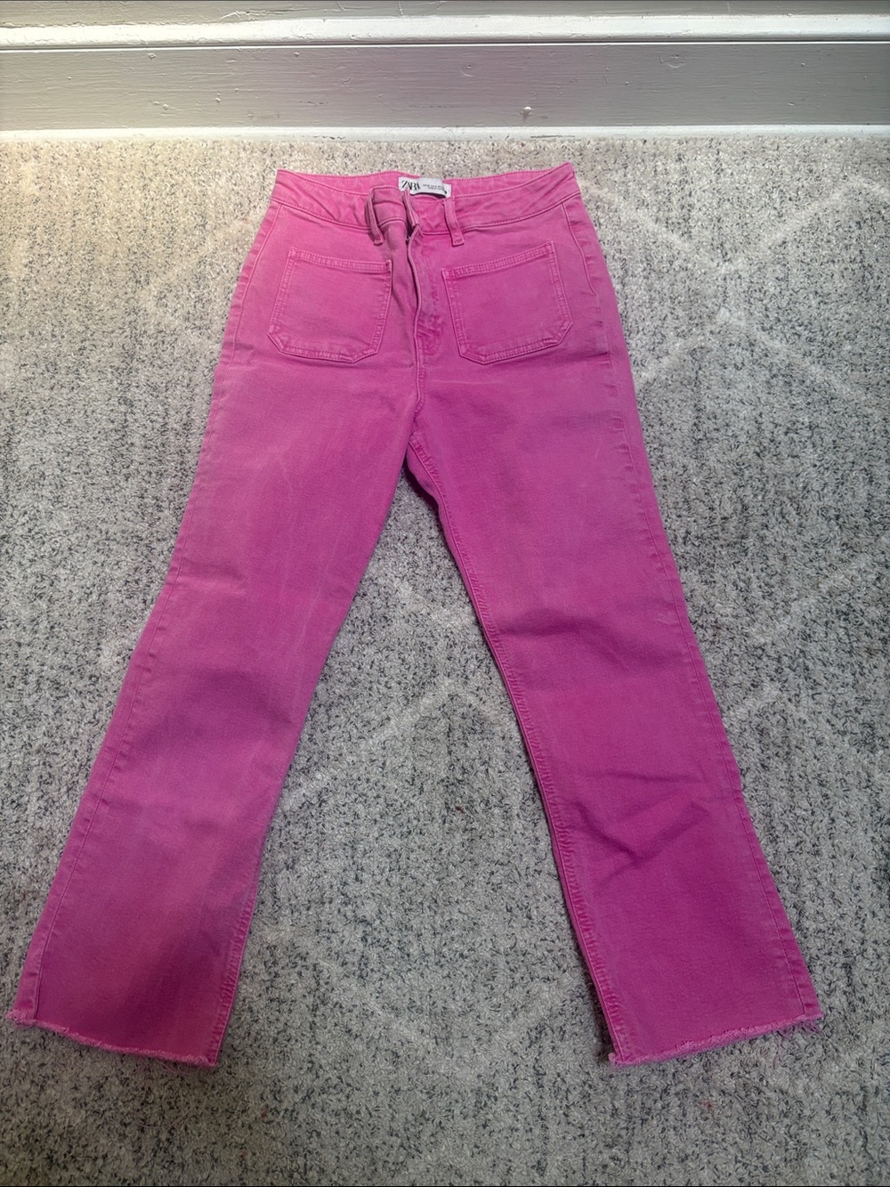 Zara Straight Leg Jeans in Hot Pink